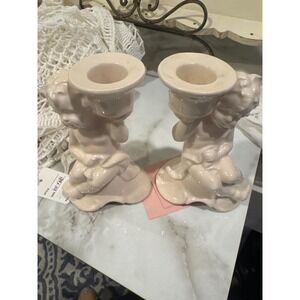 Vintage Cherub Candle Holders – Romantic Italian-Style Ceramic Pair